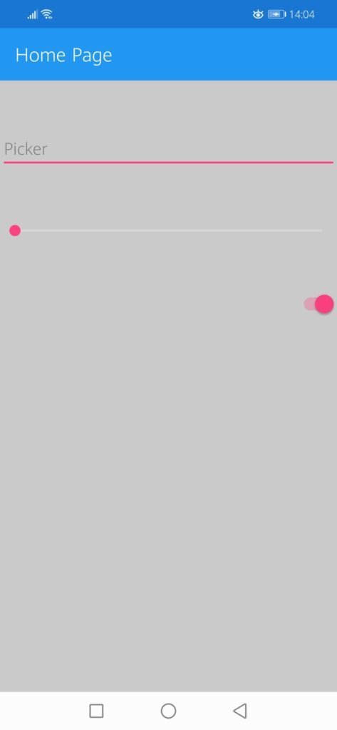 Xamarin Forms Picker Slider Switch