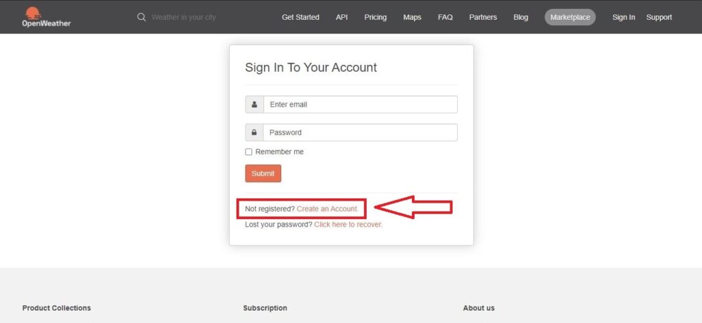 openweathermap create account